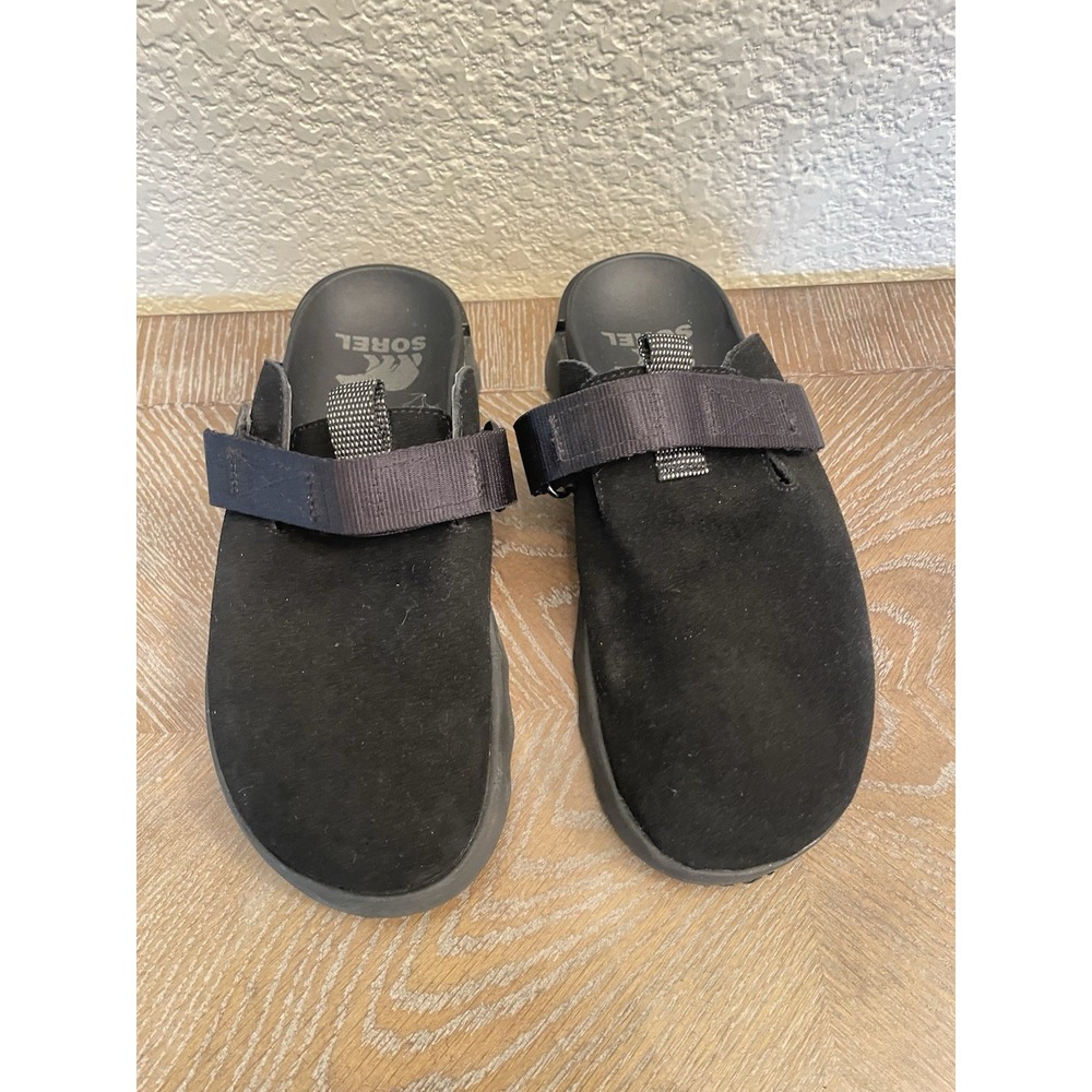 SOREL Women Viibe Clog Suede Leather Slip on Black Size 6.5